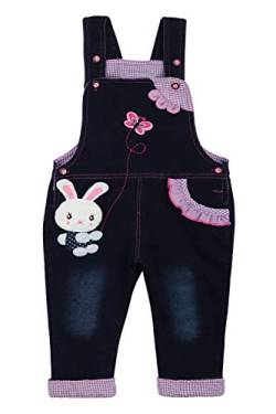 Camilife Baby Mädchen Denim Latzhose Jeans Hose mit Hosenträger Kinder Baumwolle Overall - Niedliches Häschen Schmetterling Muster Größe 68/74 von Camilife