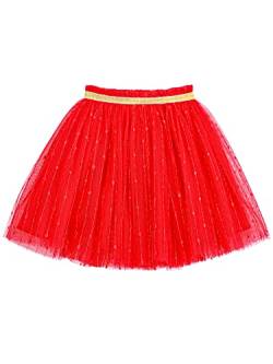 Camilife Baby Mädchen Mädchen Tutu Rock Prinzessin Pailletten Sternenhimmel Minirock Tüllrock Ballettrock mit Gummizug in der Taille MODUS für 2-10 Jahre, rot, 9-10 Jahre von Camilife