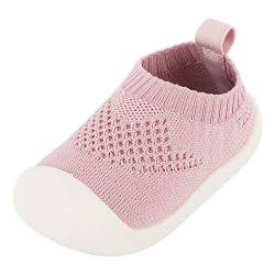 Camilife Baby Mädchen rutschfeste Lauflernschuhe Fliegengewebte Slipper Hausschuhe Straßenschuhe Biegsame Sohle Anti-Rutsch Atmungsaktiv - Herstellergr. 15 Hellpink von Camilife