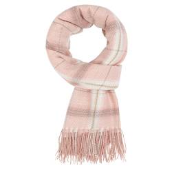 Camilife Damen Kaschmirimitat Schal Klassisch Kariert Schal Großer Schal Shawl mit Fransen Elegant Damenschal Umhängetuch Winterschal Stilvoll Webschal Warm für Winter 70×180cm - Hell Rosa Khaki von Camilife