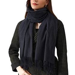 Damen Webschal Schal Lange Schal Breite Shawl mit Fransen Elegant Damenschal aus Kaschmirimitat Winterschal Umhängetuch Modisch Warm für Herbst Winter Einfach Basic 70×180cm - Einfarbig Schwarz von Camilife