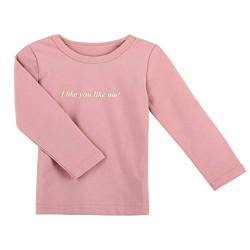 Kinder Jungen Mädchen Langarmshirt Rundkragen Basic Langärmeligen T-Shirt aus weichem Baumwollstretch Elastisch - Einfarbig Pink Größe 110 von Camilife