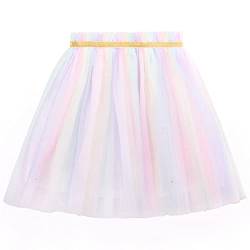 Kinder Mädchen Tutu Rock Regenbogen Tütü Rock Pailletten Prinzessinrock Bunte Minirock Tüllrock Ballett Elastischer Bund Süß Lieblich für Casual Partys Feiern - Mehrfarbig Herstellergr. 120 von Camilife