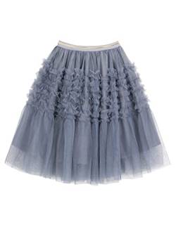 Kleinkind Kinder MMädchen Tuturock Tüllrock mit Falte Tütürock in Mittlere Länge Midi Rock Prinzessinrock Ballett Tutu mit Elastischer Bund Mode Kurzer Rock Kostüm Accessoire - Grau Herstellergr. 110 von Camilife