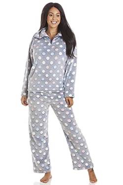 CAMILLE Damen Mehrfarbiger Spotprint Superweicher Grauer Pyjama Set 46-48 Grey Spot von Camille