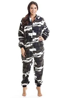 CAMILLE Damen Verschiedene Design super weiche Fleece Onesies 42-44 Snow Camo von Camille