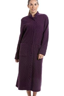 Camille Damen Weiches Fleece Florale Durchlänge Button Up Hausmäntel 40-42 Purple von Camille