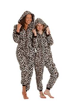 Camille Kinder Tierdruck Onesie Pyjama Sets 9-11 Years Brown Snow Leopard von Camille