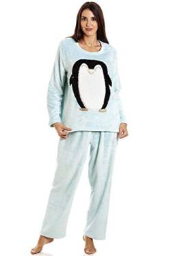 Camille Superweiche warme Fleece-Charakter-Pyjama-Sets für Damen 38-40 Penguin von Camille