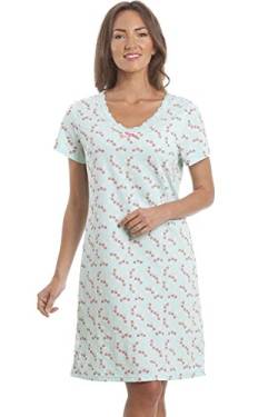 Damen Nachthemd für den Sommer weiche Baumwolle Prints 46-48 Aqua Floral von Camille
