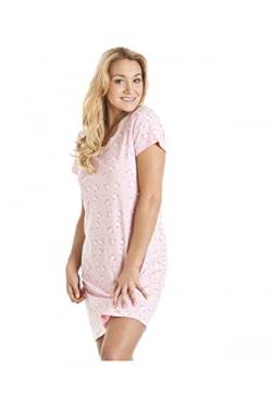 Damen Nachthemd für den Sommer weiche Baumwolle Prints 46-48 Brown & Pink Flower von Camille