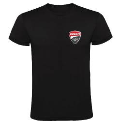 Camiseta Ducati Corse Logo Schwarz Herren 100% Baumwolle Größen S M L XL XXL Kurzarm T-Shirt, Schwarz , XXL von Camiseta