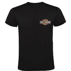 Camiseta Harley Davidson Logo Schwarz Herren 100% Baumwolle Größen S M L XL XXL Kurzarm T-Shirt, Schwarz , L von Camiseta