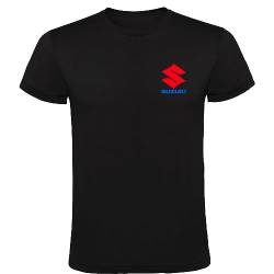 Camiseta Suzuki Logo Schwarz Herren 100% Baumwolle Größe S M L XL XXL Kurzarm T-Shirt, Schwarz , L von Camiseta