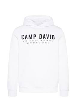 Camp David Herren Basic Hoodie mit Logo Print Opticwhite L von Camp David