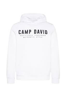 Camp David Herren Basic Hoodie mit Logo Print Opticwhite S von Camp David