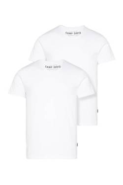 Camp David Herren Basic T-Shirt V-Neck 2er-Pack Opticwhite XXL von Camp David
