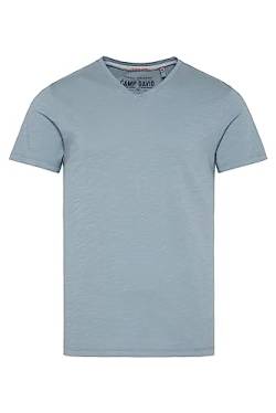 Camp David Herren Basic T-Shirt mit V-Ausschnitt Concrete Grey L von Camp David