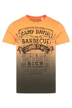 Camp David Herren Dip Dye T-Shirt mit Barbecue Prints Tangerine XXXL von Camp David