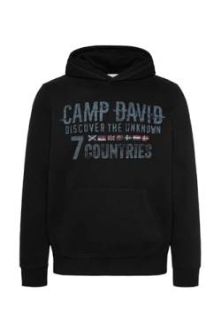 Camp David Herren Hoodie mit Logo Print in Used-Optik Black XXXL von Camp David