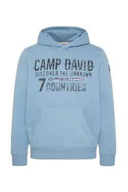 Camp David Herren Hoodie mit Logo Print in Used-Optik New Blue 4XL von Camp David