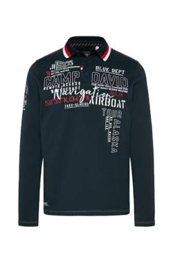 Camp David Herren Langarmpolo mit Logo-Applikationen Frozen Navy M von Camp David