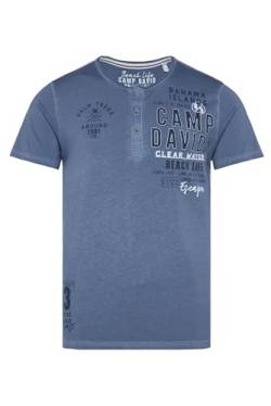 Camp David Herren Leichtes Henley-Shirt mit Label Prints Surf Grey XXL von Camp David