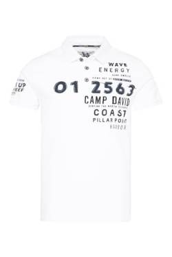 Camp David Herren Pikee-Polo mit Prints und Stickereien Opticwhite XL von Camp David