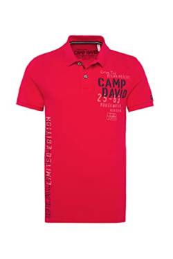 Camp David Herren Poloshirt aus Pikee mit Puff Prints red Sun M von Camp David