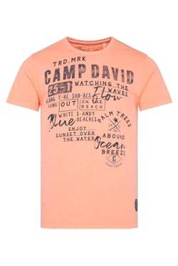 Camp David Herren Rundhalsshirt mit Wording Print Sunset Neon S von Camp David