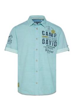 Camp David Herren Streifenhemd mit Rücken-Artwork Cool Mint L von Camp David