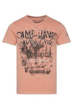 Camp David Herren T-Shirt V-Neck mit Photoprint im Used Look Old Peach L von Camp David