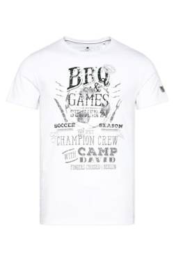 Camp David Herren T-Shirt mit Rundhals und Prints Opticwhite S von Camp David