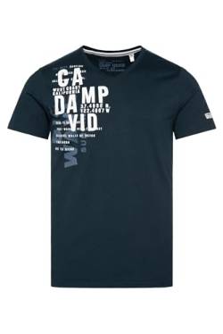 Camp David Herren T-Shirt mit V-Neck und Label Prints Blue Navy L von Camp David