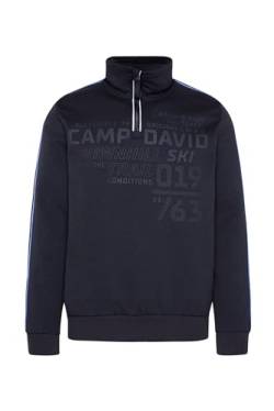 Camp David Herren Troyer-Sweatshirt mit Artwork und Streifen-Tapes Deep Sea L von Camp David