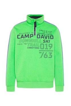 Camp David Herren Troyer-Sweatshirt mit Artwork und Streifen-Tapes Electric Green M von Camp David
