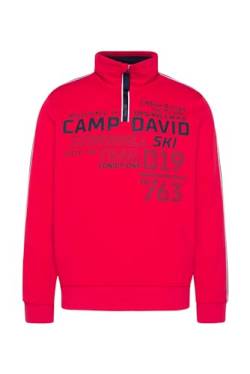 Camp David Herren Troyer-Sweatshirt mit Artwork und Streifen-Tapes Mission Red M von Camp David