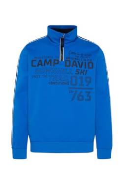 Camp David Herren Troyer-Sweatshirt mit Artwork und Streifen-Tapes Neon Blue L von Camp David