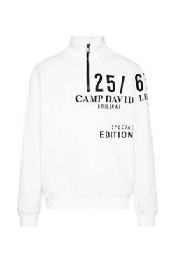 Camp David Herren Troyer-Sweatshirt mit Rubber Prints Opticwhite L von Camp David