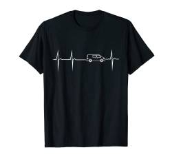 Herzschlag, Herzfrequenz, Puls, Liebe - Herzkurve Campingbus T-Shirt von Camping Fan Designs