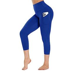 Campsnail Sport Leggings Damen mit Tasche High Waist Sporthose Blickdicht Yogahose Push Up Slim Fit Fitnesshose Laufhose für Gym Sport Yoga(Capri,Blau,M) von Campsnail