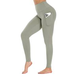 Campsnail Sport Leggings Damen mit Tasche High Waist Sporthose Blickdicht Yogahose Push Up Slim Fit Fitnesshose Laufhose für Gym Sport Yoga(Capri,Hellbraun,L) von Campsnail