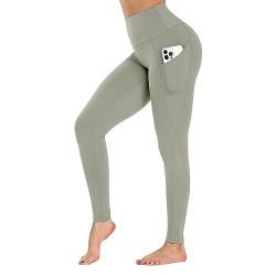 Campsnail Sport Leggings Damen mit Tasche High Waist Sporthose Blickdicht Yogahose Push Up Slim Fit Fitnesshose Laufhose für Gym Sport Yoga(Capri,Hellbraun,XL) von Campsnail