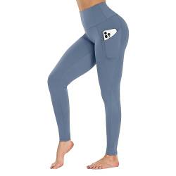 Campsnail Sport Leggings Damen mit Tasche High Waist Sporthose Blickdicht Yogahose Push Up Slim Fit Fitnesshose Laufhose für Gym Sport Yoga(Capri,Morandi Blau,XL) von Campsnail