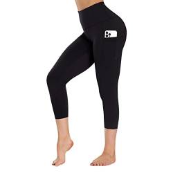 Campsnail Sport Leggings Damen mit Tasche High Waist Sporthose Blickdicht Yogahose Push Up Slim Fit Fitnesshose Laufhose für Gym Sport Yoga(Capri,Schwarz,S) von Campsnail