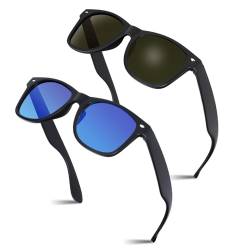 Camptrip 2 Stück Polarisiert Sonnenbrille Herren Damen, Retro UV 400 Fahrerbrille, Unisex Sportbrille Sunglasses für Outdoor Sport von Camptrip