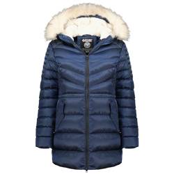 Canadian Peak Destineak_Lady - Women's Comfortable Autumn Winter Warm Mid Thick Parka - Fine Coat Fake Fur Hood - Windbreaker Jacket - Elegant Women (Navy Blue L) von Canadian Peak