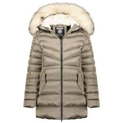 Canadian Peak Destineak_Lady - Women's Comfortable Autumn Winter Warm Mid Thick Parka - Fine Coat Fake Fur Hood - Windbreaker Jacket - Elegant Women (Taupe XL) von Canadian Peak