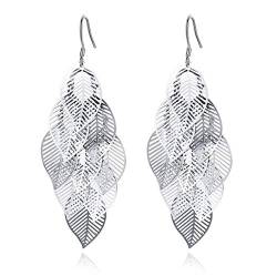 Canarea 1 Paar Damen Mädchen ohrhänger silber 925 mit Anhänger Mode Tassel Ahornblatt Lange Hoop ohrringe Zubehör für Frau/Freundin/Tochter von Canarea