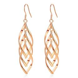 Canarea 1 Paar Damen Mädchen ohrringe silber 925 einfache Lange Tassel Twist Linie Ohranhänger Rose Golden Mode hoop Ohrschmuck von Canarea